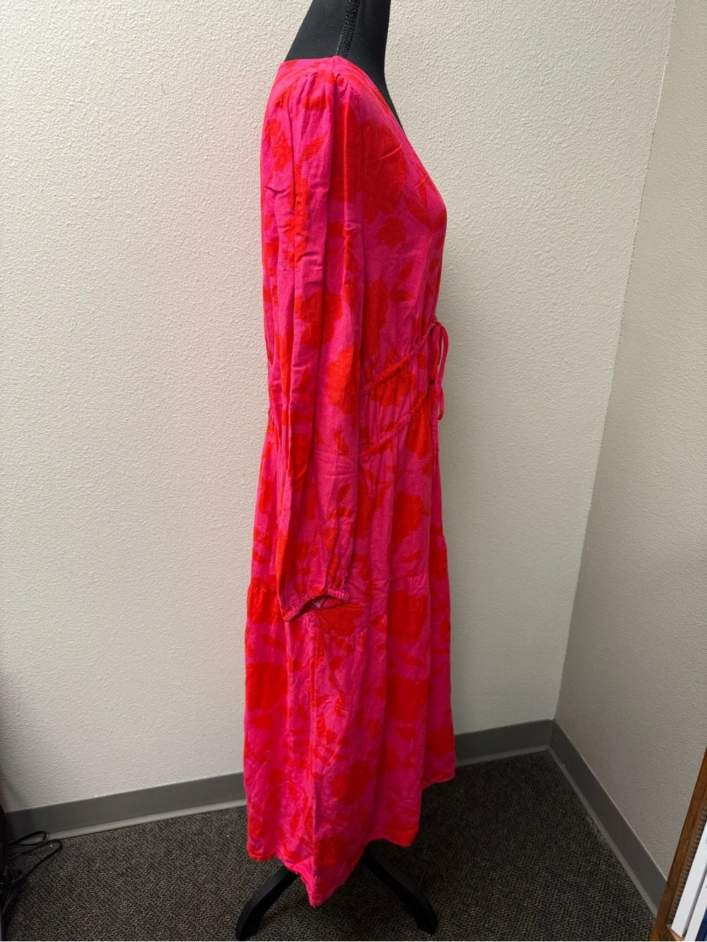 NWT Kate Spade NWT Large Pink Red Floral Midi Maxi Dress Romantic Boho Gown